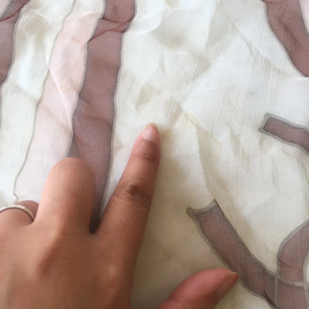 CHANEL Silk Striped Scarf in Blush & Ivory